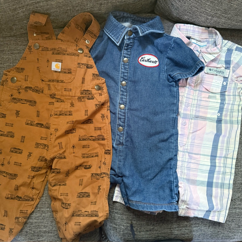 Carhartt Brown and Blue Kids One Pieces